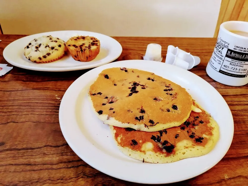 Blueberry Pancakes and Chocolate Chip Muffin